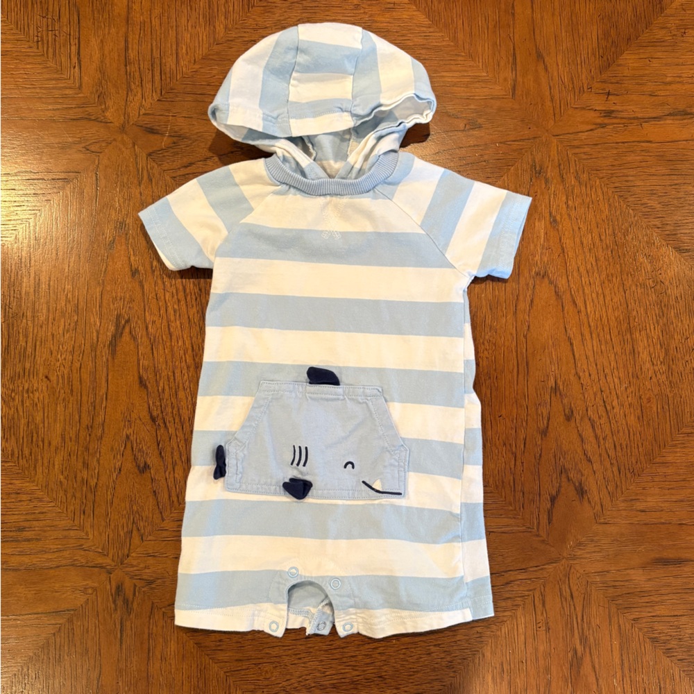Carter's Blue and White Striped Romper